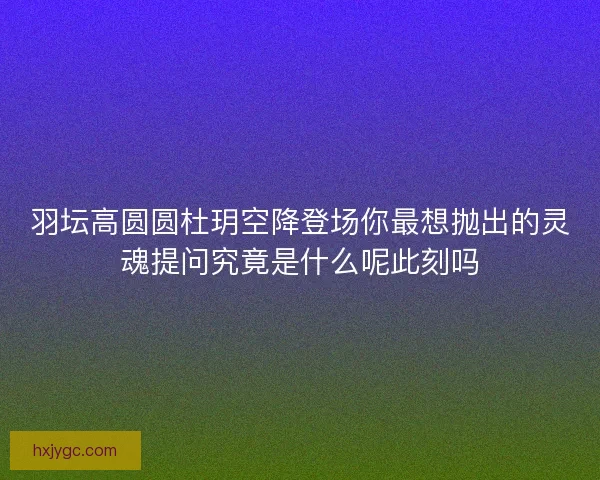 羽坛高圆圆杜玥空降登场你最想抛出的灵魂提问究竟是什么呢此刻吗
